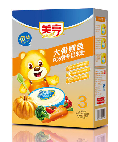 美亨盒裝大骨鱈魚FOS營養(yǎng)奶米粉3段