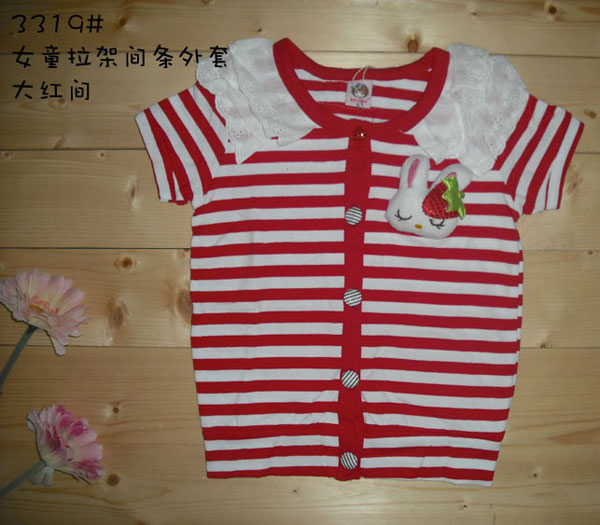 彩虹樹大紅女童拉架間條外套