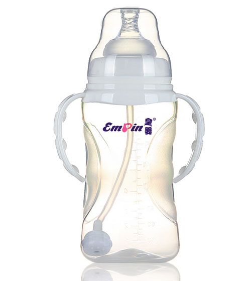 皇嬰寬口PP適指自動大奶瓶240ml白色