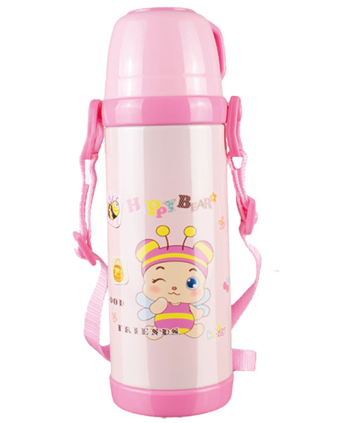 樂蓓紅色背帶卡通保溫水杯