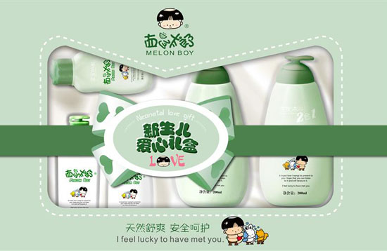 西瓜太郎新生兒洗護用品愛心禮盒