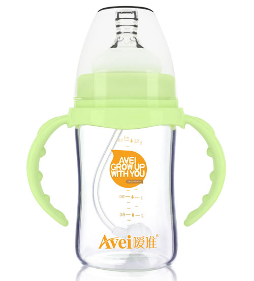 噯唯寬口徑帶柄自動高硼硅玻璃奶瓶(180ml)