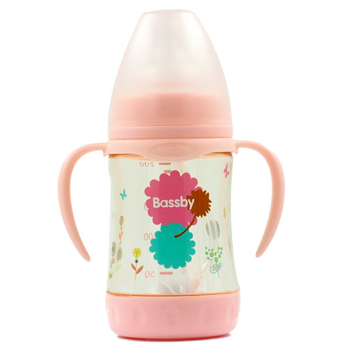 貝斯比寬口弧形PPSU防脹氣自動(dòng)奶瓶180ml紅色