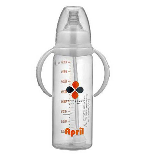 愛普麗標口直身奶瓶240ml白色