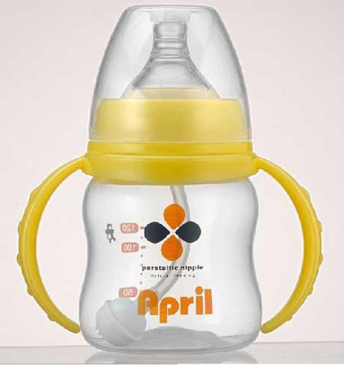 愛普麗寬口弧形奶瓶120ml黃色