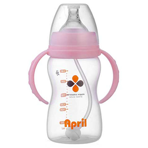 愛(ài)普麗寬口弧形奶瓶240ml粉色