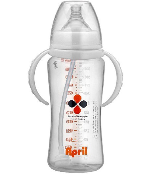 愛(ài)普麗寬口弧形奶瓶360ml白色