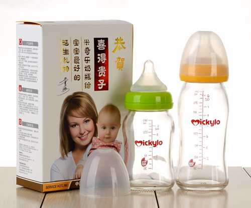 米奇樂鈦晶玻璃抗摔奶瓶
