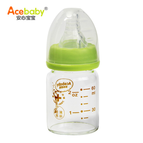 安心寶寶60ml玻璃護(hù)理奶瓶綠色