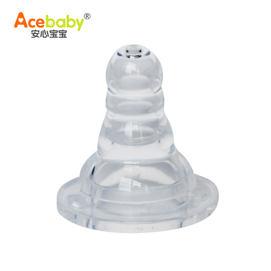 安心寶寶標(biāo)口液體硅膠奶嘴十字孔正面