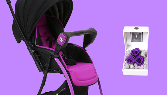 可思貝防霧霾嬰兒推車(殷紫)