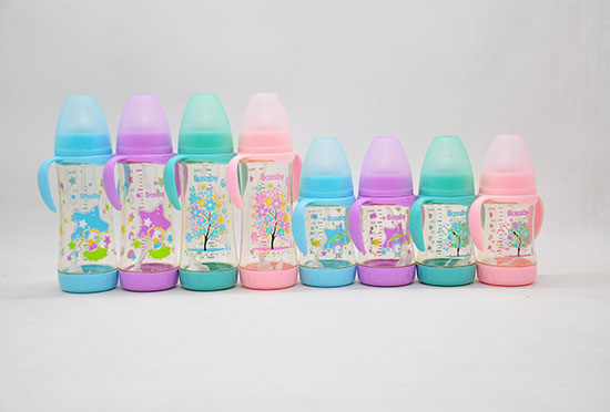 貝斯比寬口弧形晶鉆玻璃防爆兩用奶瓶