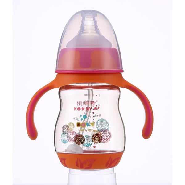 優(yōu)嘻噯PPSU有柄自動(dòng)感溫奶瓶200ml紅色