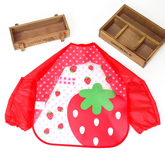 嬰兒EVA免洗吃飯衣圍兜圍嘴長(zhǎng)袖紅草莓