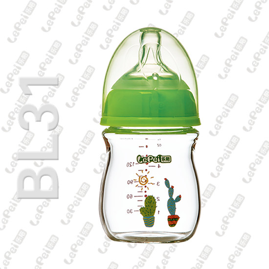 樂(lè)陪無(wú)柄玻璃奶瓶