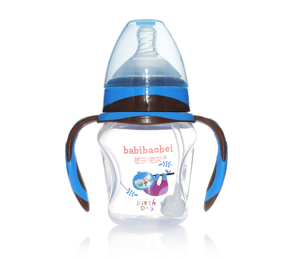 芭芘寶貝PP寬口徑奶瓶180ml藍(lán)色