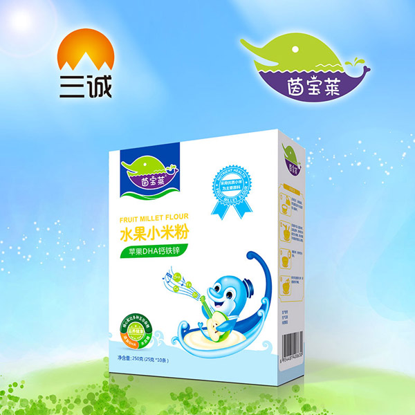 茵寶萊蘋果DHA鈣鐵鋅水果小米粉盒裝