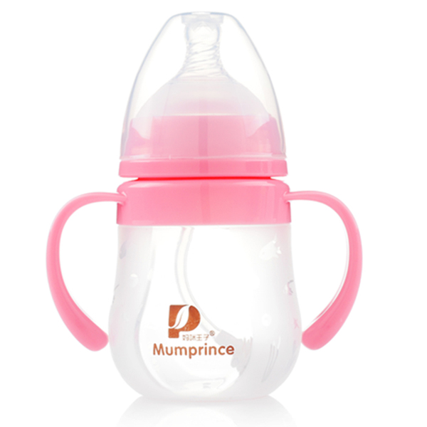 媽咪王子硅膠寬口自動吸140ml奶瓶 粉色