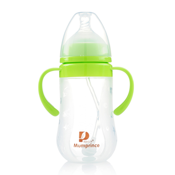 媽咪王子硅膠寬口自動吸240ml奶瓶 綠色