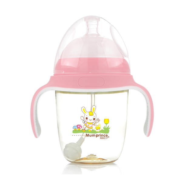 媽咪王子PPSU寬口自動吸240ml奶瓶 粉色