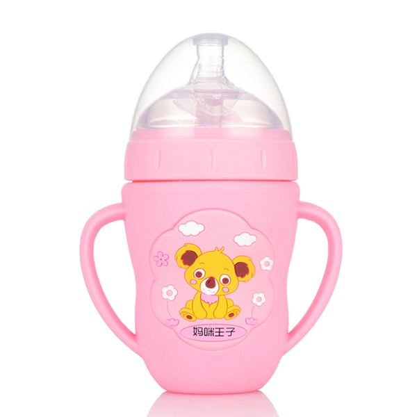 媽咪王子防摔超寬口玻璃奶瓶240ml 粉色