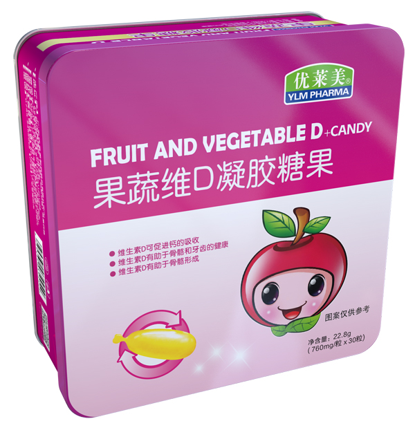 優(yōu)萊美果蔬維D凝膠糖果 鐵盒裝