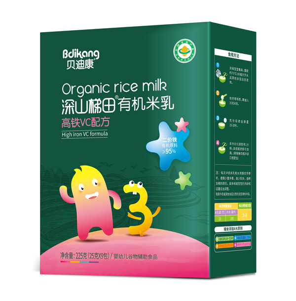 貝迪康深山梯田有機(jī)米乳 高鐵VC配方 盒裝