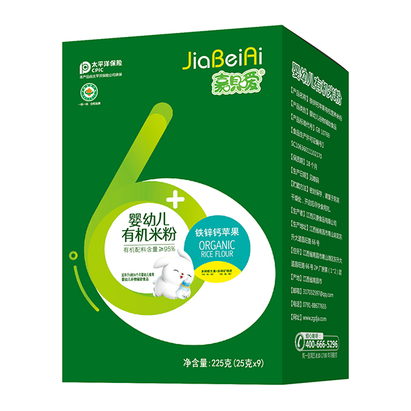 嘉唄噯嬰幼兒有機(jī)米粉盒裝 鐵鋅鈣蘋果