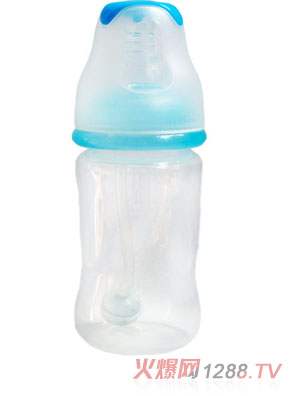 親恩4安標(biāo)口徑花型自動PP奶瓶（蘭色）