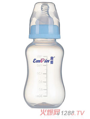 皇嬰標(biāo)口PP圓弧自動大奶瓶240ml藍色