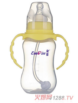 皇嬰標(biāo)口PP圓弧自動小奶瓶180ml黃色