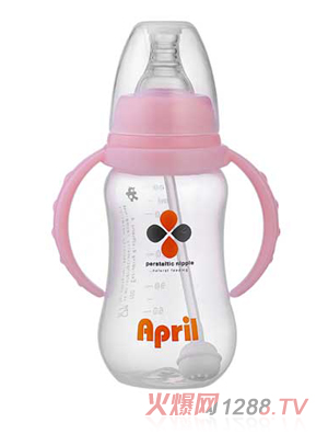 愛普麗標(biāo)口弧形pp奶瓶180ml（粉）