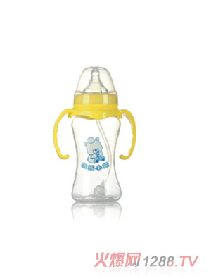 哈尼小熊寬口徑凹形雙耳自動PP奶瓶250ml