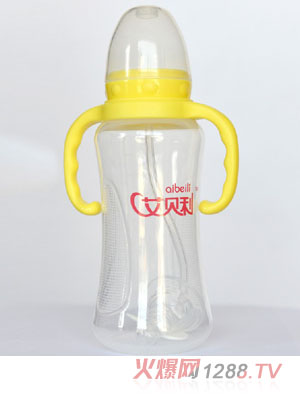 艾貝利PP標(biāo)準(zhǔn)口徑300ml帶柄奶瓶