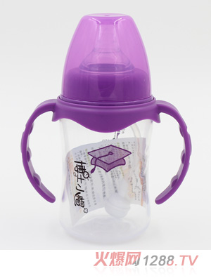 博士小帽PP有柄自然親子寬口自動奶瓶180ml紫色