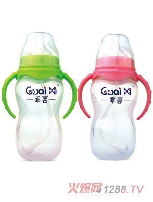 乖喜寬口弧形PP有耳自動(dòng)保鮮奶瓶330ML G0063