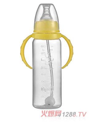 愛普麗標口直身PP奶瓶240ml黃色