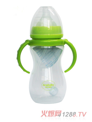 安心寶寶270ml寬口雙耳自動(dòng)PP奶瓶綠色