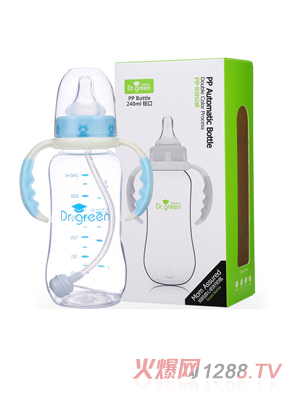 格林博士標(biāo)口PP自動(dòng)奶瓶240ML藍(lán)色