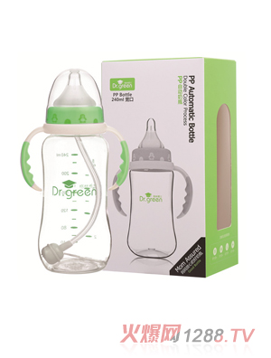 格林博士寬口PP自動(dòng)奶瓶240ML綠色