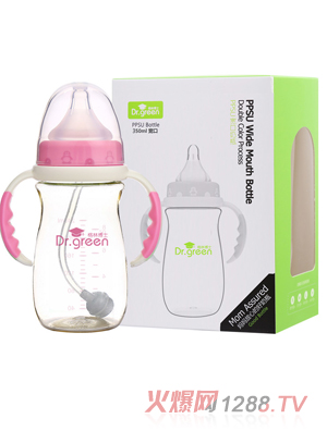 格林博士PPSU寬口奶瓶350ML紅色
