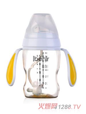 清素250ml寬口自動(dòng)PPSU奶瓶配變流量奶嘴-黃色