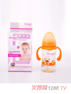 尚嬰兒PPSU自動(dòng)寬口奶瓶300ML橙色
