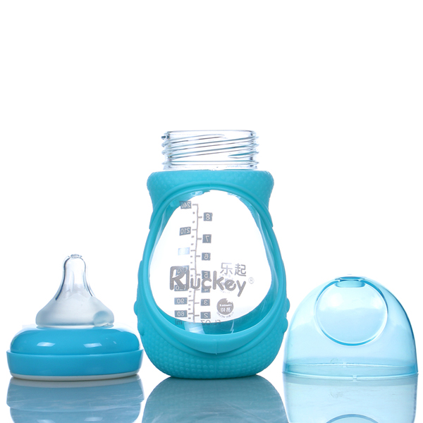 樂(lè)起防摔玻璃奶瓶240ml藍(lán)色