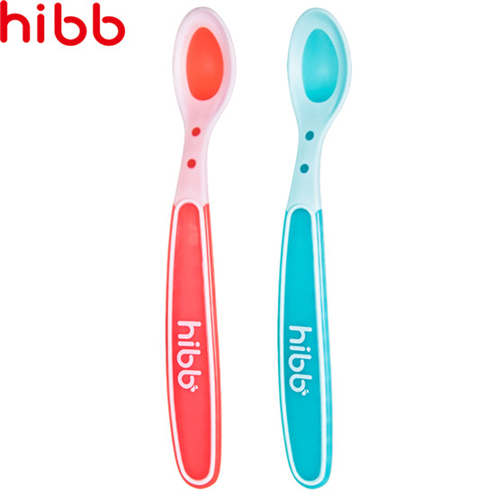 浩一貝貝硅膠勺紅藍(lán)組合