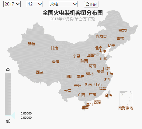 2017年全國(guó)電力發(fā)電，電力裝機(jī)版圖