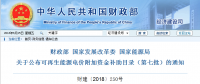 財(cái)政部、國家發(fā)展改革委、國家能源局公布可再生能源電價(jià)附加資金補(bǔ)助目錄（第七批）