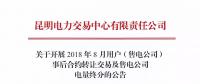 云南關(guān)于開(kāi)展2018年8月用戶(hù)（售電公司）事后合約轉(zhuǎn)讓交易及售電公司電量終分的公告