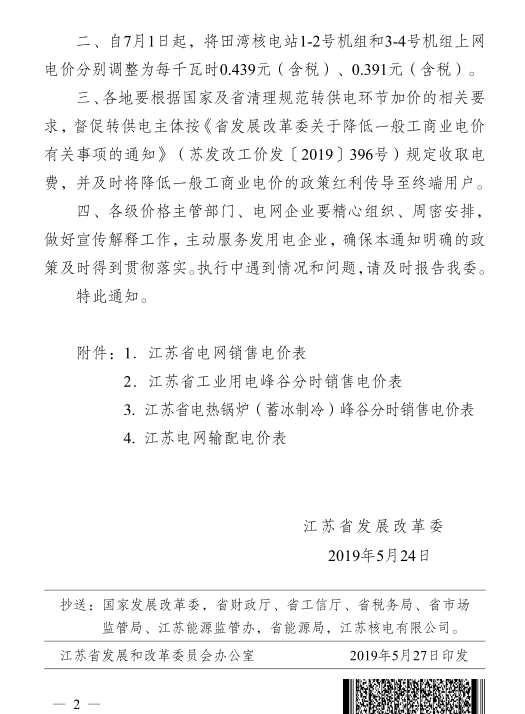 江蘇第二次降電價(jià)！一般工商業(yè)及其它用電類別電價(jià)降4.15分/度